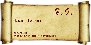 Haar Ixion névjegykártya
